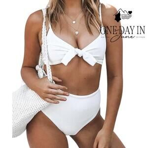 Honlyps High Waist Knot Front Bikini Swimsuit Size M